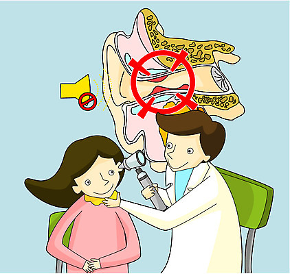 EPS 여자 남자 일러스트 건강 웃음 사람 두명 치료 10대 30대 건강관리 진료 환자 의사 도움 보호 질병 검사_조사 질병관리 귀 청각 이비인후과 국내일러스트 컨셉 의학 청소년 표정 병원 관리 신체부위 장년 의료진 파일형식 벡터