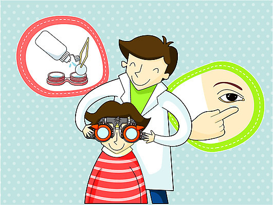 EPS 남자 일러스트 의학 건강 미소 웃음 사람 소년 두명 치료 10대 30대 건강관리 환자 의사 도움 보호 질병 질병관리 안과 시력검사 콘택트렌즈 남자만 국내일러스트 어린이 컨셉 청소년 표정 병원 관리 장년 의료진 검사_조사 파일형식 벡터