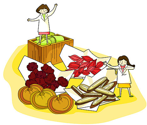 EPS 여자 일러스트 의학 건강 미소 웃음 사람 두명 치료 30대 건강관리 약재 한약재 도움 보호 질병 한약 질병관리 대추 한의원 한의사 조제 겨우살이 둥글레 뽕나무 영지버섯 오가피 헛개나무 여자만 성인여자만 장년만 장년여자만 성인만 국내일러스트 나무 컨셉 표정 병원 관리 장년 약 버섯 의사 만들기 파일형식 벡터