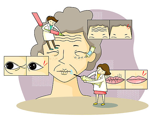 EPS 여자 노년 남자 얼굴 일러스트 의학 건강 사람 치료 세명 30대 건강관리 도움 주름 성형수술 보호 60대 질병 질병관리 성형외과 보톡스 시술 성인만 국내일러스트 컨셉 병원 관리 성인 신체부위 장년 수술 파일형식 벡터