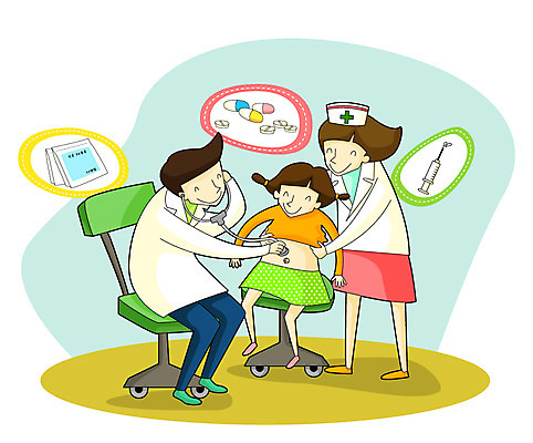 EPS 여자 남자 어린이 일러스트 청진기 건강 병원 웃음 사람 치료 세명 약 건강관리 진료 환자 간호사 의사 도움 보호 질병 질병관리 건강검진 내과 어린이만 국내일러스트 컨셉 의학 의료기기 표정 관리 의료진 검사_조사 파일형식 벡터
