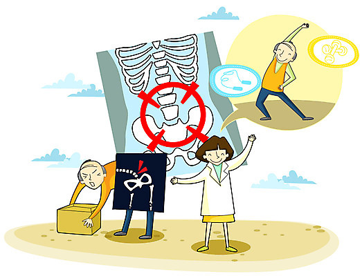 EPS 여자 남자 40대 50대 일러스트 의학 엑스레이 건강 미소 웃음 사람 두명 치료 운동 건강관리 아령 환자 의사 도움 보호 질병 척추 질병관리 관절염 줄넘기 허리디스크 외과 허리통증 중년만 규칙적 국내일러스트 중년 컨셉 뼈 표정 병원 관리 고통 의료진 디스크_질병 성인만 파일형식 벡터