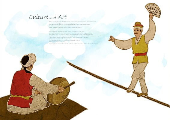 PSD 남자 문화 예술 40대 일러스트 문화예술 사람 두명 부채 서커스 북 즐거움 줄타기 남자만 중년만 중년남자만 국내일러스트 감정 중년 타악기 묘기 성인만 파일형식