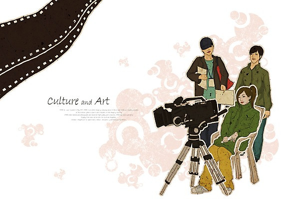 PSD 여자 남자 문화 예술 의자 일러스트 문화예술 사람 20대 세명 카메라 촬영 필름 영화 즐거움 영화감독 대본 스태프 청년만 성인만 국내일러스트 감정 가구 청년 전자제품 감독 파일형식