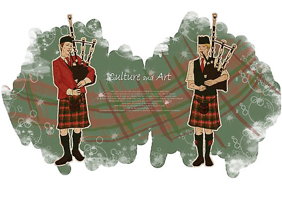 PSD 남자 문화 예술 악기 연주 일러스트 문화예술 영국 사람 두명 30대 치마 전통의상 즐거움 체크무늬 백파이프 남자만 성인남자만 장년만 장년남자만 성인만 국내일러스트 전통 감정 유럽 음악 무늬 하의 장년 파일형식
