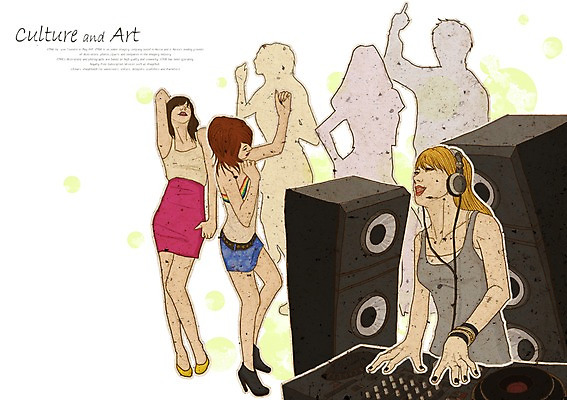 PSD 여자 남자 실루엣 문화 예술 음악 일러스트 문화예술 사람 여러명 스피커 춤 DJ 즐거움 클럽 국내일러스트 감정 음향기기 다수 촬영기법 파일형식