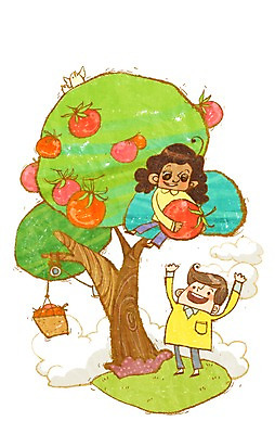 PSD 나무 구름 열매 행복 어린이 과일 일러스트 가족 협력 함께함 사랑 미소 웃음 사람 소녀 소년 두명 친구 바구니 즐거움 다문화 다문화사회 다문화가정 소통 어린이만 국내일러스트 자연요소 식물 여자 남자 감정 컨셉 관계 표정 사회_공동체 사회이슈 파일형식