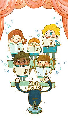 PSD 여자 남자 행복 어린이 음표 일러스트 노래 가족 함께함 사랑 미소 웃음 사람 소녀 소년 여러명 무대 악보 즐거움 다문화 다문화사회 다문화가정 지휘 합창 소통 어린이만 국내일러스트 기호 감정 음악 다수 컨셉 관계 표정 사회_공동체 사회이슈 파일형식