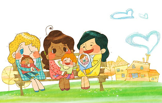 PSD 여자 행복 어린이 벤치 일러스트 가족 엄마 주택 함께함 사랑 웃음 사람 여러명 건물 자녀 하트 즐거움 다문화 다문화사회 다문화가정 소통 여자만 국내일러스트 모양 건축물 감정 다수 컨셉 의자 관계 표정 사회_공동체 사회이슈 파일형식