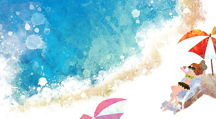 PSD 사계절 계절 여자 여유 백그라운드 일러스트 자연 한명 사람 풍경 해변 여름 비키니 선글라스 파라솔 시원함 선베드 여자만 여자한명만 국내일러스트 1 수영복 감정 안경 바다 의자 생태계 파일형식