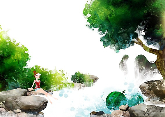 PSD 나무 사계절 계절 여자 여유 백그라운드 일러스트 자연 여름음식 수박 한명 사람 풍경 여름 계곡 돌_바위 바위 시원함 썬캡 여자만 여자한명만 제철음식 제철과일 국내일러스트 식물 모자_잡화 1 감정 음식 과일 생태계 제철 파일형식 여름_계절