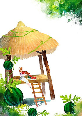 PSD 사계절 계절 여자 여유 백그라운드 과일 일러스트 자연 여름음식 수박 한명 사람 풍경 여름 시원함 원두막 여자만 여자한명만 제철음식 제철과일 국내일러스트 1 감정 음식 생태계 제철 파일형식 여름_계절