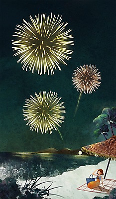 PSD 사계절 계절 여자 여유 백그라운드 일러스트 자연 밤하늘 불꽃놀이 한명 사람 풍경 해변 여름 야자수 파라솔 시원함 돗자리 여자만 여자한명만 국내일러스트 나무 1 감정 바다 놀이 하늘 야간 생태계 파일형식