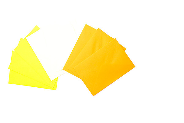 포토 JPG 스튜디오촬영 컬러 문구용품 학용품 봉투 편지봉투 실내 누끼 사람없음 종이봉투 노란색 사무용품 여러개 오브젝트 국내포토 다수 내부 편지 파일형식