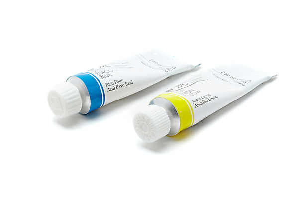 포토 JPG 스튜디오촬영 컬러 문구용품 학용품 실내 미술 누끼 사람없음 파란색 노란색 물감 그림물감 미술도구 두개 용기 오브젝트 튜브 국내포토 그릇 2 문화예술 내부 파일형식