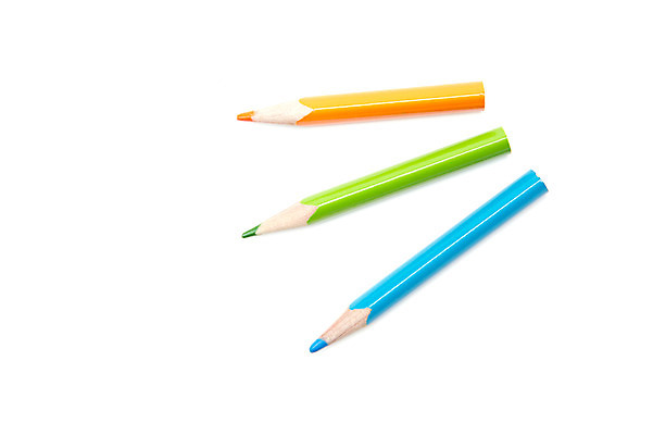 포토 JPG 스튜디오촬영 컬러 하늘색 문구용품 학용품 색연필 실내 미술 누끼 사람없음 초록색 필기구 주황색 미술도구 세개 오브젝트 세자루 국내포토 문화예술 3 내부 파란색 파일형식