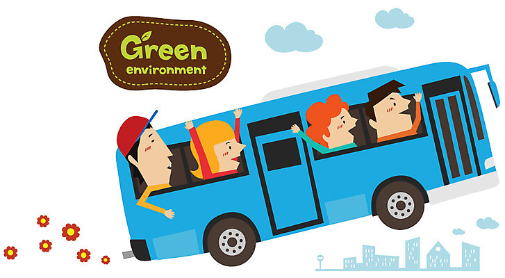 EPS 여자 남자 실루엣 캠페인 일러스트 버스 대중교통 미소 웃음 사람 여러명 건물 초록색 자연보호 환경 그린캠페인 도시 절약 그린에너지 보호 사회이슈 환경보전 국내일러스트 건축물 육상교통 교통수단 컬러 다수 컨셉 자연 촬영기법 표정 에너지 파일형식 벡터