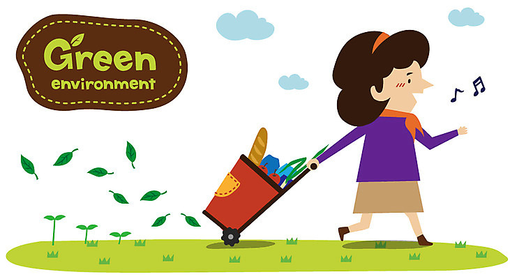 EPS 여자 캠페인 잎 일러스트 나뭇잎 한명 사람 초록색 새싹 자연보호 환경 그린캠페인 쇼핑카 절약 그린에너지 보호 사회이슈 장바구니 환경보전 주부 여자만 여자한명만 국내일러스트 식물 1 컬러 컨셉 자연 쇼핑 바구니 카트 에너지 파일형식 벡터