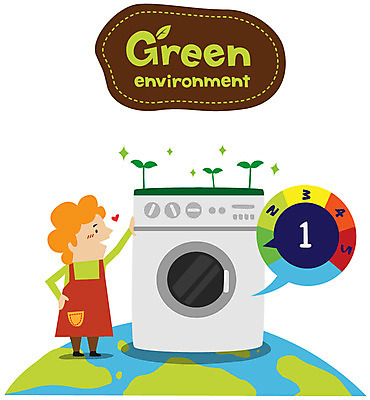 EPS 여자 지구 캠페인 일러스트 한명 사람 초록색 새싹 자연보호 환경 그린캠페인 가전제품 에너지 절약 그린에너지 보호 사회이슈 환경보전 주부 세탁기 드럼세탁기 등급 효율 여자만 여자한명만 국내일러스트 식물 1 컬러 컨셉 자연 파일형식 벡터