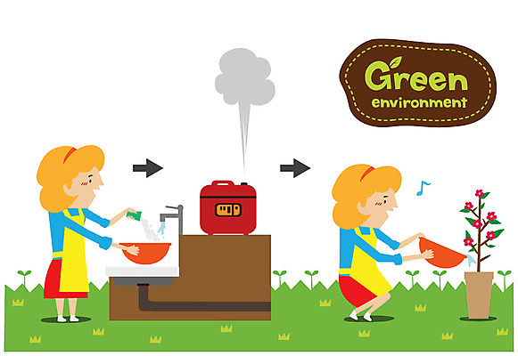 EPS 여자 화분 캠페인 일러스트 한명 사람 초록색 새싹 자연보호 환경 그린캠페인 쌀 절약 그린에너지 보호 사회이슈 환경보전 물주기 주부 바가지 밥솥 쌀뜨물 여자만 여자한명만 국내일러스트 식물 1 컬러 컨셉 모션 자연 주방용품 곡류 에너지 파일형식 벡터