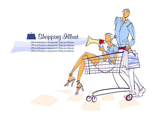 EPS 라이프스타일 여자 남자 일러스트 사람 두명 라이프 쇼핑 카트 쇼핑카 국내일러스트 생활 파일형식 벡터