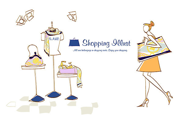 EPS 라이프스타일 옷 여자 상의 일러스트 한명 사람 라이프 쇼핑 쇼핑백 스카프 전시 핸드백 마네킹 여자만 여자한명만 국내일러스트 1 가방 생활 목도리 파일형식 벡터