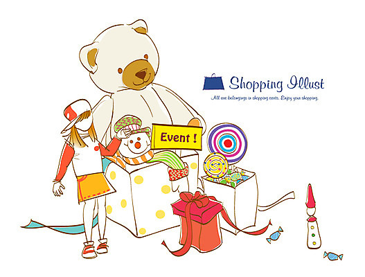 EPS 라이프스타일 여자 인형 일러스트 눈사람 사탕 선물 한명 사람 라이프 선물상자 쇼핑 곰인형 여자만 여자한명만 국내일러스트 1 디저트 생활 상자 파일형식 벡터