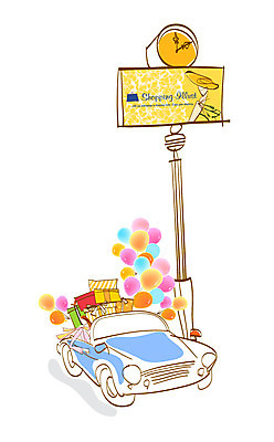 EPS 라이프스타일 시계 일러스트 자동차 간판 사람없음 라이프 선물상자 쇼핑 상자 쇼핑백 국내일러스트 육상교통 가방 선물 생활 파일형식 벡터