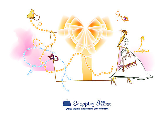 EPS 라이프스타일 여자 리본 구두 가방 일러스트 장신구 선물 한명 사람 라이프 선물상자 쇼핑 쇼핑백 핸드백 여자만 여자한명만 국내일러스트 1 잡화 신발 생활 상자 파일형식 벡터