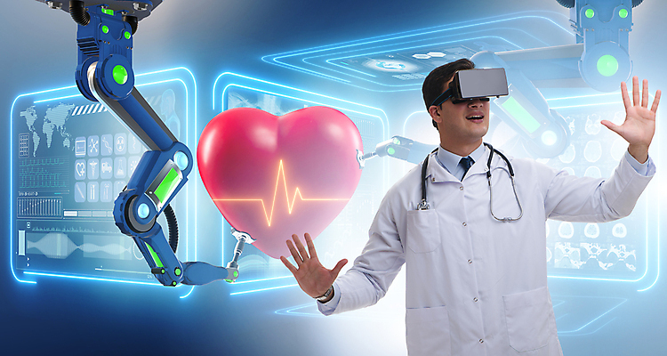 포토 JPG 해외이미지 남자 의학 팔벌리기 한명 상반신 성인 앞모습 손들기 의사 하트 맥박 가상공간 홀로그램 가상현실 성인남자한명만 VR기기 해외202105 의료로봇 해외포토 모양 1 뷰포인트 모션 사람 기계 의료진 로봇 남자한명만 성인남자만 파일형식