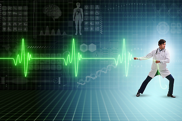 포토 JPG 해외이미지 전신 응시 남자 포즈 한명 성인 앞모습 의사 잡기 당기기 맥박 심전도 홀로그램 성인남자한명만 해외202105 해외포토 1 시선 뷰포인트 의학 모션 사람 의료진 남자한명만 성인남자만 파일형식