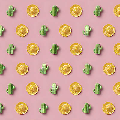 포토 JPG 해외이미지 패턴 선인장 실내 사람없음 하이앵글 미니어처 밀짚모자 분홍색배경 해외202004 해외포토 식물 모자_잡화 뷰포인트 분홍색 백그라운드 무늬 내부 모형 파일형식