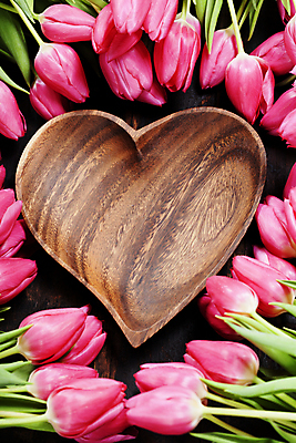 포토 JPG 해외이미지 꽃다발 실내 사람없음 하이앵글 튤립 나무접시 하트접시 해외202004 해외포토 접시 꽃 뷰포인트 내부 파일형식