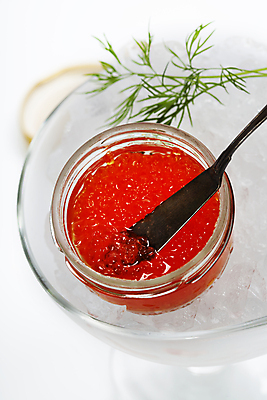 포토 JPG 해외이미지 식재료 유리병 실내 사람없음 얼음 고급 흰배경 잼나이프 캐비아 해외202004 해외포토 자연요소 백그라운드 컨셉 병_용기 내부 흰색 나이프 파일형식