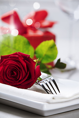 포토 JPG 해외이미지 접시 포크 실내 사람없음 아웃포커스 선물상자 장미 상차림 준비 냅킨 해외202004 플레이팅 해외포토 식기 꽃 촬영기법 선물 내부 상자 파일형식