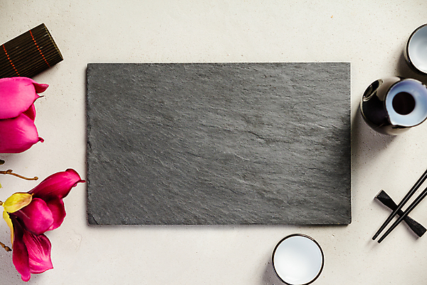 포토 JPG 해외이미지 스튜디오촬영 식기 꽃 젓가락 실내 사람없음 돌판 플랫레이 해외202004 해외포토 식물 수저 내부 돌_바위 플랫 파일형식