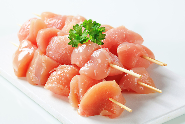 포토 JPG 해외이미지 접시 실내 파슬리 생고기 사람없음 닭고기 흰배경 꼬치요리 닭꼬치 해외202004 해외202105 해외포토 식기 백그라운드 채소 육류 요리 내부 흰색 꼬치 파일형식