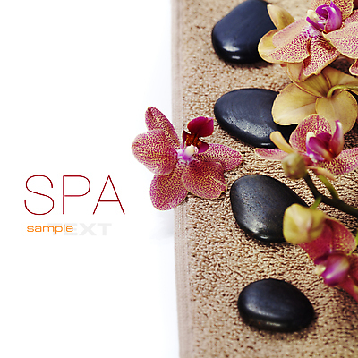 포토 JPG 해외이미지 디자인 사람없음 수건 스파 조약돌 스파용품 아로마테라피 난초꽃 해외202004 해외포토 꽃 위생용품 돌_바위 난초 오브젝트 테라피 파일형식