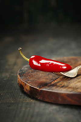 포토 JPG 해외이미지 포크 식재료 사람없음 한개 매움 홍고추 나무도마 해외202004 해외포토 1 식기 고추 도마 목재 맛 파일형식