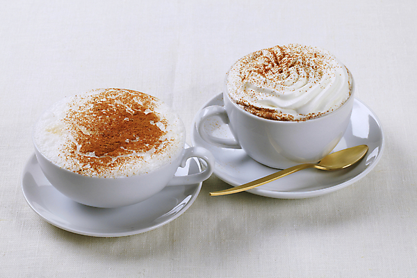 포토 JPG 해외이미지 실내 사람없음 커피잔 티스푼 컵받침 흰배경 두잔 카푸치노 시나몬가루 비엔나커피 휘핑크림 해외202004 해외202105 해외포토 커피 백그라운드 2 잔 내부 숟가락 흰색 가루 받침대 크림 시나몬 휘핑 파일형식