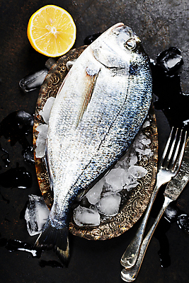 포토 JPG 해외이미지 접시 포크 검은배경 실내 어류 사람없음 하이앵글 얼음 나이프 레몬 해산물 해외202004 해외포토 자연요소 식기 뷰포인트 백그라운드 과일 내부 검은색 수중동물 칼 파일형식