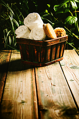 포토 JPG 해외이미지 잎 사람없음 수건 위생용품 바구니 스파용품 아로마테라피 스펀지 브러쉬빗 해외202004 해외포토 식물 생활용품 스파 오브젝트 테라피 파일형식