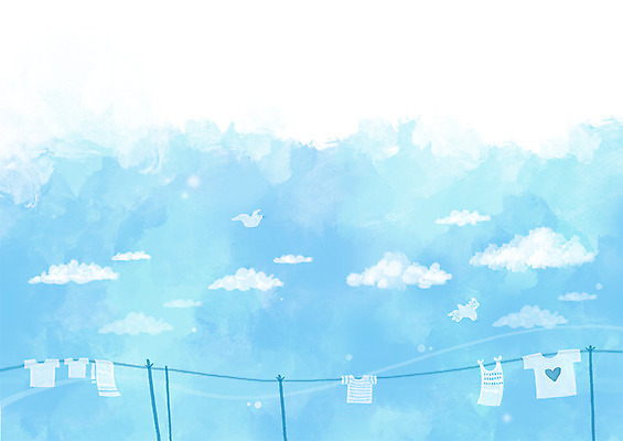 PSD 구름 옷 사계절 계절 하늘색 백그라운드 티셔츠 일러스트 자연 하늘 사람없음 여름 파란색 빨래 빨랫줄 계절백그라운드 국내일러스트 자연요소 줄 컬러 셔츠 가사 생태계 파일형식