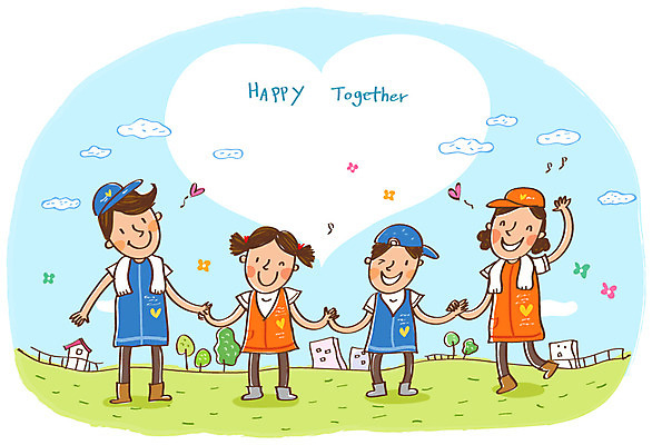 EPS 여자 남자 행복 어린이 유니폼 일러스트 함께함 희망프로젝트 웃음 사람 여러명 10대 30대 손잡기 봉사 도움 자원봉사자 사회이슈 사회복지 더불어사는사회 사회봉사 국내일러스트 옷 감정 다수 컨셉 모션 청소년 표정 장년 복지 파일형식 벡터