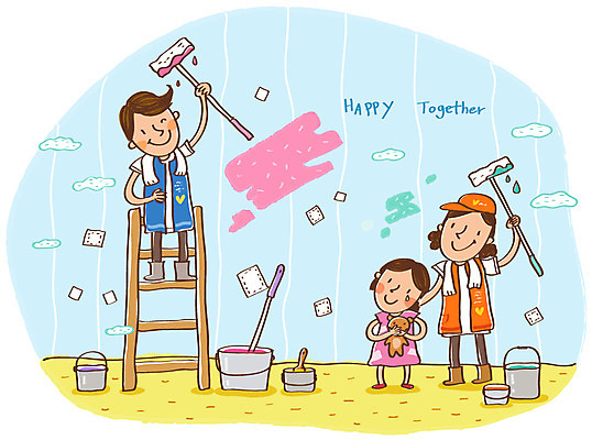 EPS 여자 남자 행복 어린이 유니폼 일러스트 사다리 함께함 희망프로젝트 미소 웃음 사람 소녀 10대 세명 30대 페인트 봉사 도움 페인트칠 자원봉사자 사회이슈 사회복지 더불어사는사회 페인트붓 사회봉사 불우이웃 국내일러스트 옷 감정 컨셉 청소년 페인팅 표정 장년 도구 붓 복지 파일형식 벡터