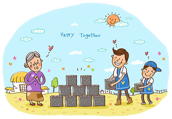 EPS 여자 노년 남자 행복 할머니 일러스트 함께함 희망프로젝트 미소 웃음 사람 세명 30대 봉사 도움 자원봉사자 사회이슈 사회복지 배송 더불어사는사회 사회봉사 연탄 90대 독거노인 연탄배달 성인만 국내일러스트 감정 컨셉 표정 성인 장년 복지 파일형식 벡터