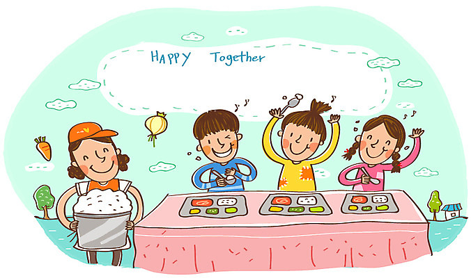 EPS 여자 남자 행복 어린이 다수 일러스트 밥 함께함 희망프로젝트 미소 웃음 사람 소녀 소년 여러명 10대 30대 봉사 도움 자원봉사자 사회이슈 사회복지 더불어사는사회 사회봉사 식판 급식 무료급식 국내일러스트 감정 음식 컨셉 청소년 표정 장년 복지 파일형식 벡터