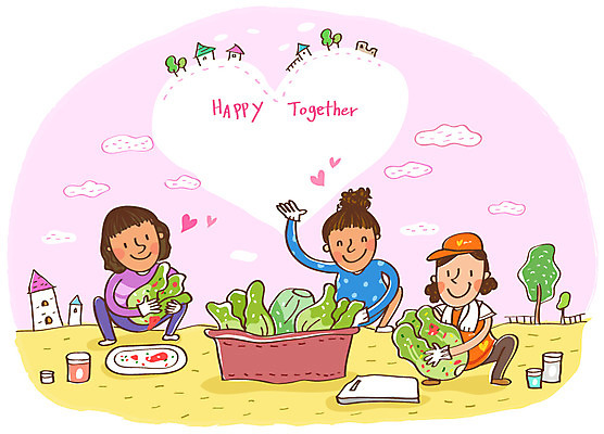 EPS 외국인 여자 행복 일러스트 김치 함께함 희망프로젝트 미소 웃음 사람 20대 세명 30대 봉사 도움 자원봉사자 사회이슈 사회복지 며느리 다문화 더불어사는사회 사회봉사 김장 대야 여자만 성인여자만 성인만 국내일러스트 감정 한식 컨셉 표정 인종 청년 장년 복지 파일형식 벡터