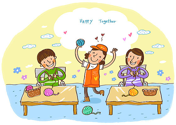 EPS 여자 교육 남자 행복 일러스트 함께함 희망프로젝트 미소 웃음 사람 세명 30대 봉사 도움 뜨개질 털실 자원봉사자 장애인 사회이슈 사회복지 휠체어 더불어사는사회 사회봉사 장년만 성인만 국내일러스트 감정 컨셉 표정 취미 장년 실 복지 장애 파일형식 벡터