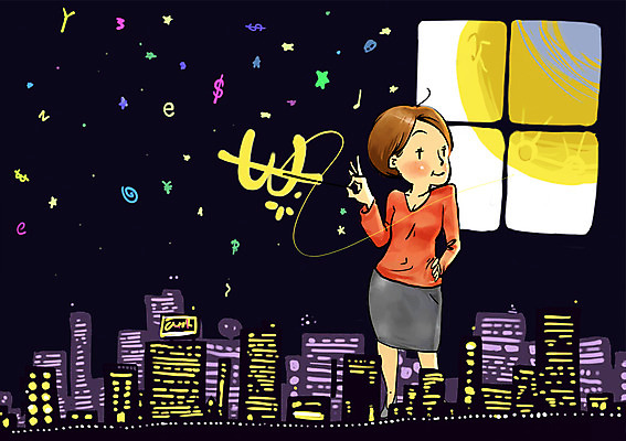 PSD 여자 야경 일러스트 비즈니스 창문 한명 서기 사람 빌딩 성인 건물 도시 비즈니스우먼 원화 화폐기호 목표 계획 열정 여자만 여자한명만 성인여자만 성인만 국내일러스트 1 건축물 기호 감정 컨셉 돈 모션 직장인 야간 화폐 파일형식 풍경_경치